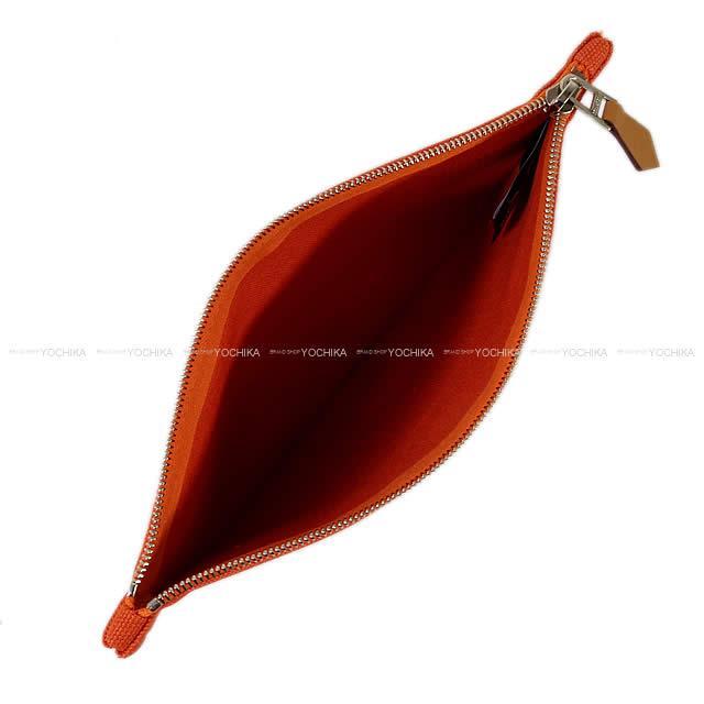 HERMES エルメス フラットポーチ "ヨッティング" PM フーオレンジ コットン100% 新品