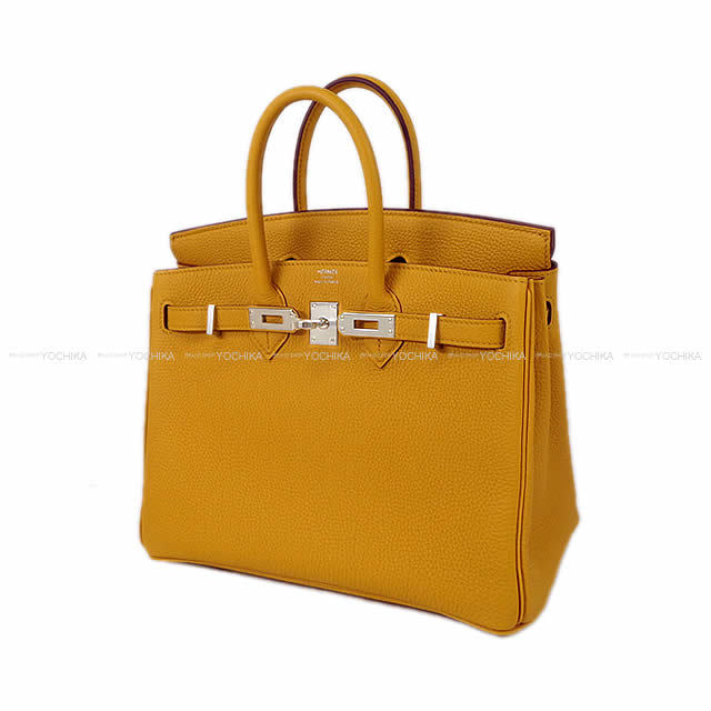 HERMES エルメス ハンドバッグ バーキン25 ジョーヌアンブル (アンバー) トゴ シルバー金具 新品