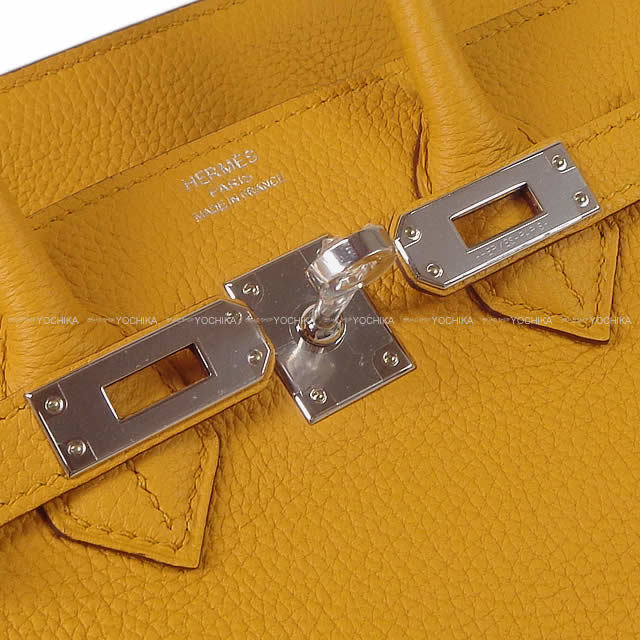 HERMES エルメス ハンドバッグ バーキン25 ジョーヌアンブル (アンバー) トゴ シルバー金具 新品