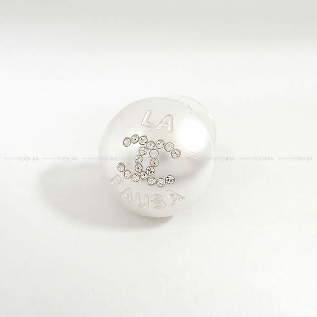 CHANEL シャネル "LA PAUSA" ラインストーン ココマーク サークル パール ピアス シルバー AB0757