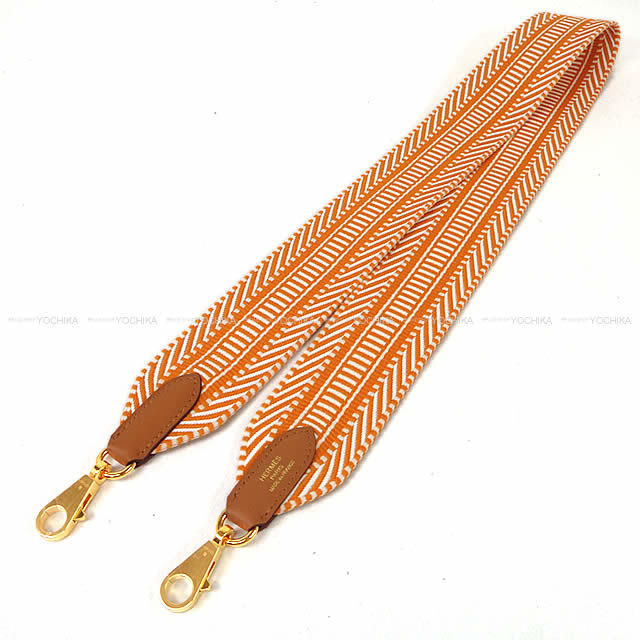 HERMES エルメス ショルダーストラップ "バンドリエール サングル カヴァル 50mm" 85cm アプリコット
