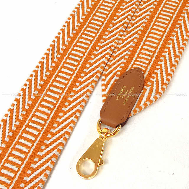 HERMES エルメス ショルダーストラップ "バンドリエール サングル カヴァル 50mm" 85cm アプリコット