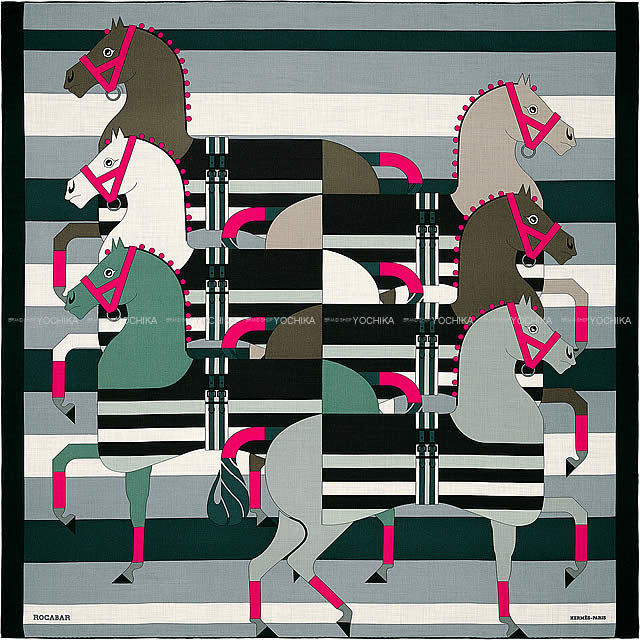 HERMES エルメス ショール カレ140 "ロカバール" グリシーヌ