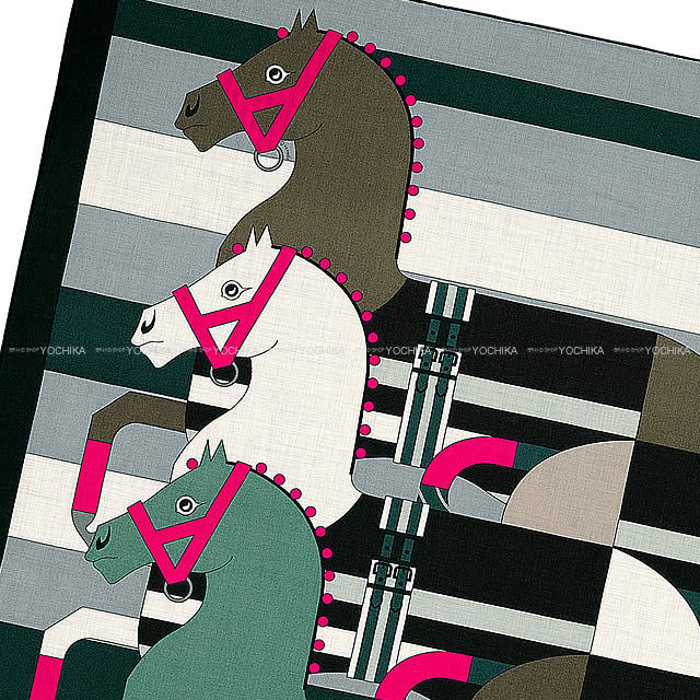 HERMES エルメス ショール カレ140 "ロカバール" グリシーヌ