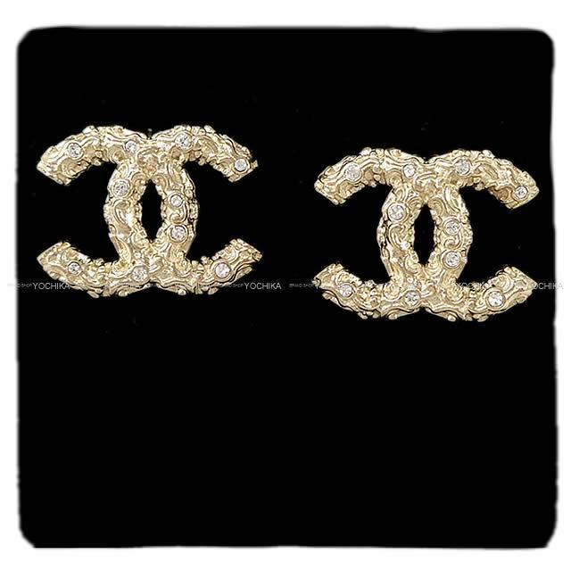 CHANEL シャネル ココマーク ラインストーン ピアス ゴールド