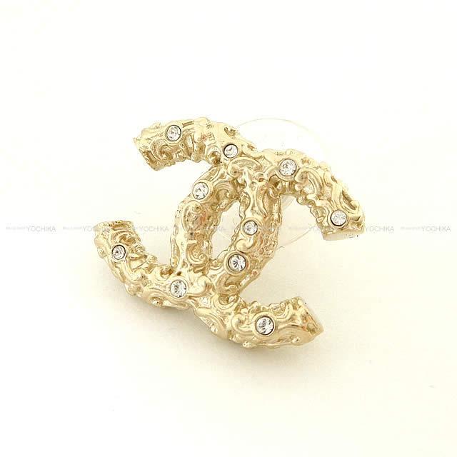 確実正規品CHANELラインストーン定番ピアス(ゴールド) CHANEL シャネル ピアス アクセサリー ミニCC ラインストーン