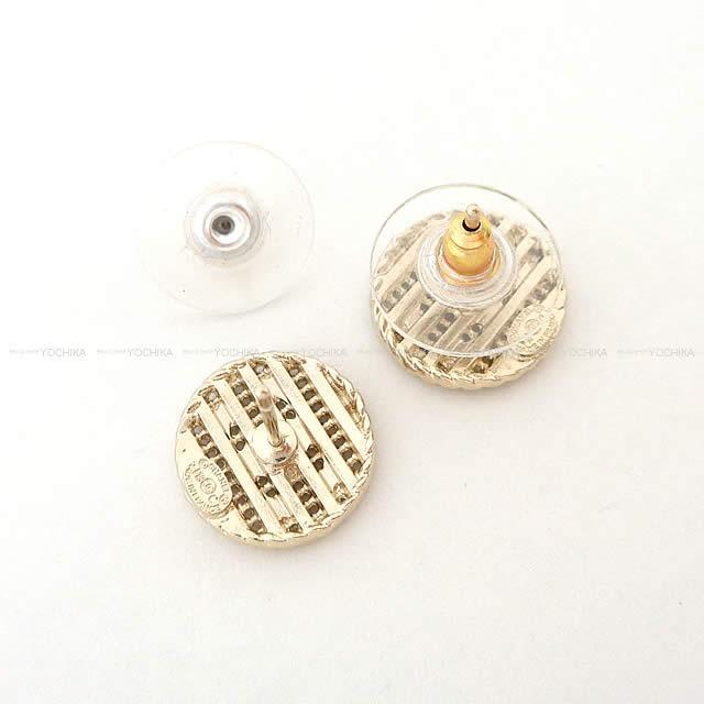 Chanel シャネル ボーダー コイン ココマーク ピアス ピンク ゴールド金具 Ab0706 新品