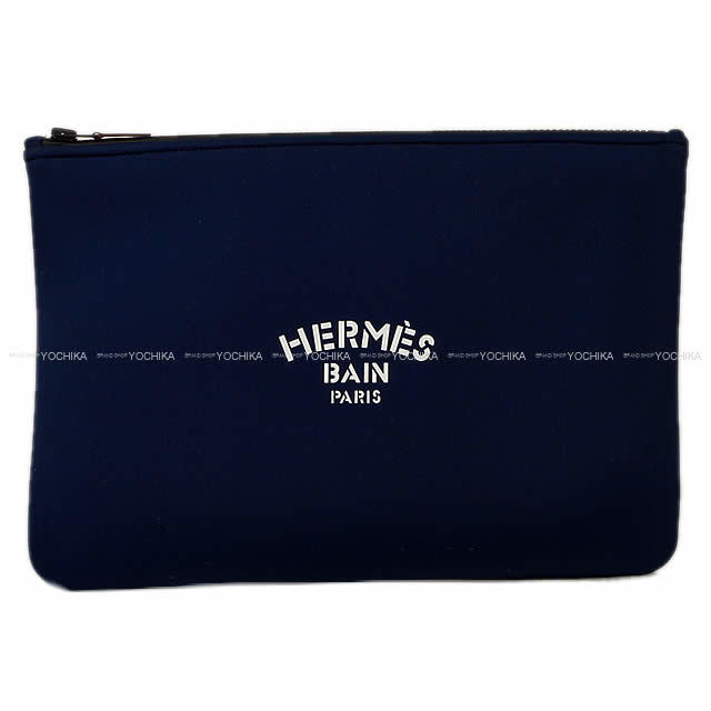 HERMES エルメス フラットポーチ "ネオバン" GM ブルー
