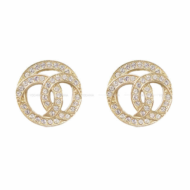 CHANEL シャネル デザイン ココマーク サークル ラインストーン ピアス  