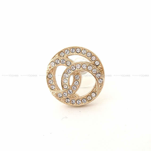 CHANEL シャネル デザイン ココマーク サークル ラインストーン ピアス ゴールド AB0687 新品