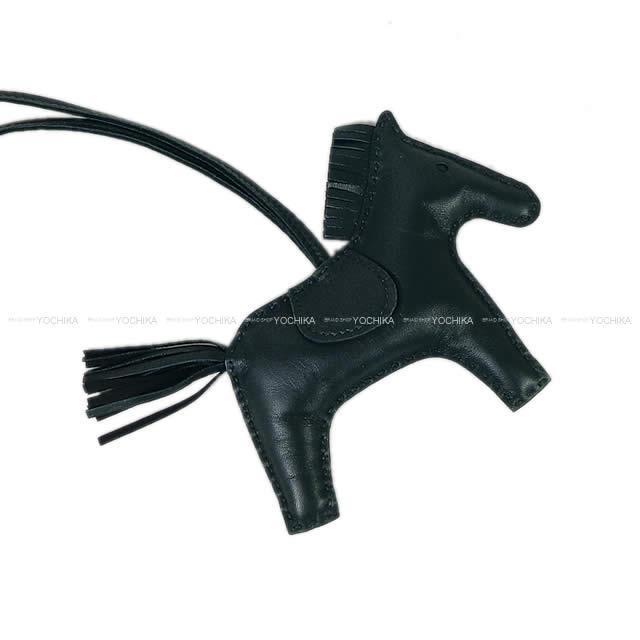 HERMES エルメス バッグチャーム "ロデオ/RODEO" MM 黒 アニューミロ(ラム) 新品