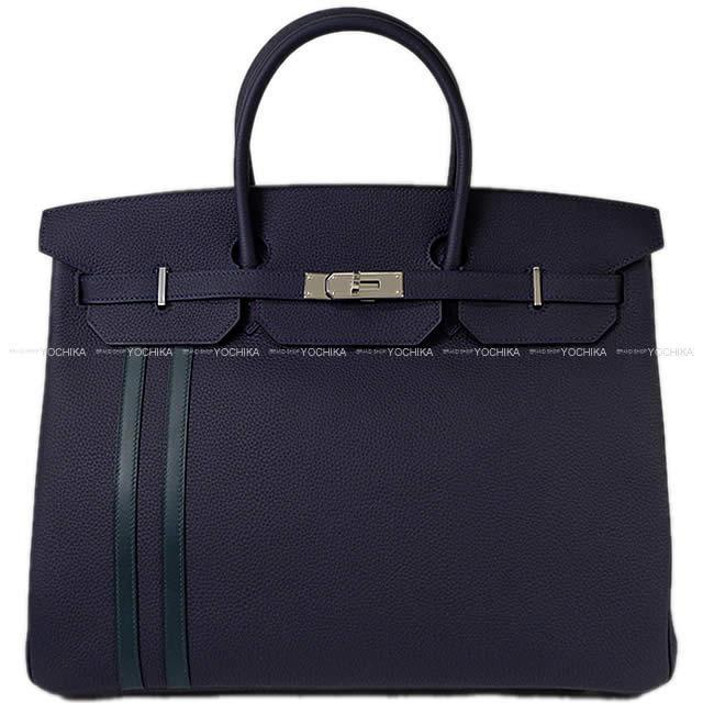 HERMES エルメス ハンドバッグ バーキン40 オフィサー ブルーニュイ/ヴェールシプレ(サイプレス) トゴ/スイフト