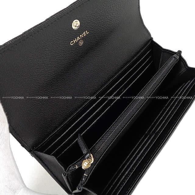 2019 銀座限定 CHANEL シャネル ビッグシェヴロンステッチ フラップ 長財布 黒(ブラック) A81602 新品