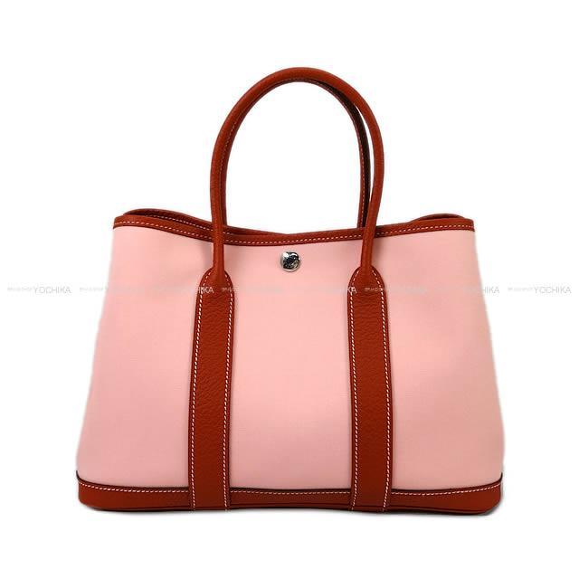 エルメス ハンドバッグ ガーデンパーティ 30 TPM ローズサクラXルージュデュセス トワルオフィシェ 新品同様【中古】