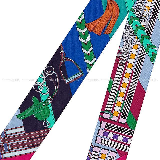 HERMES エルメス ツイリー スカーフ "馬勒とチャーム'' モーヴXヴェールXボルドー シルク100% 新品未使用