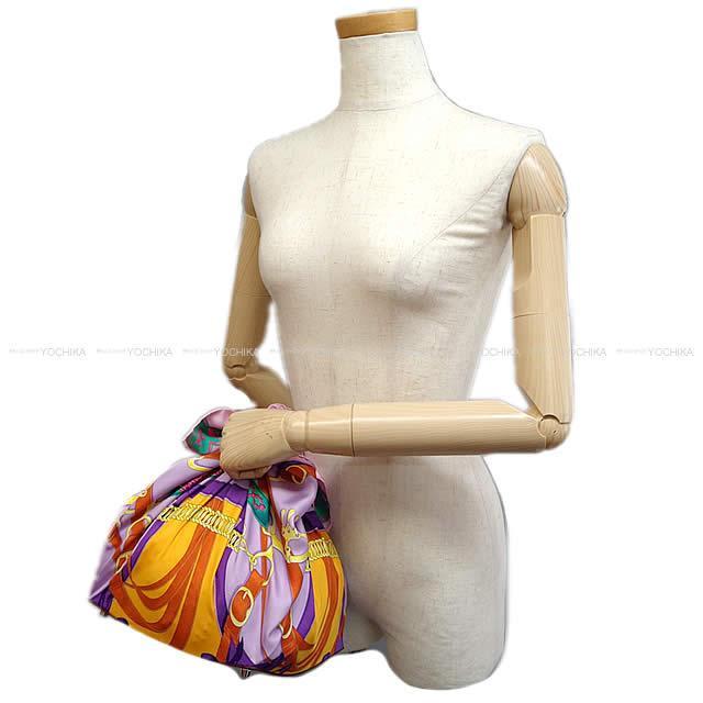 Hermes エルメス 風呂敷型 シルク トートバッグ 朝の散歩 ヴィオレ ローズ ジョーヌ スイフト シルク 新品同様 中古