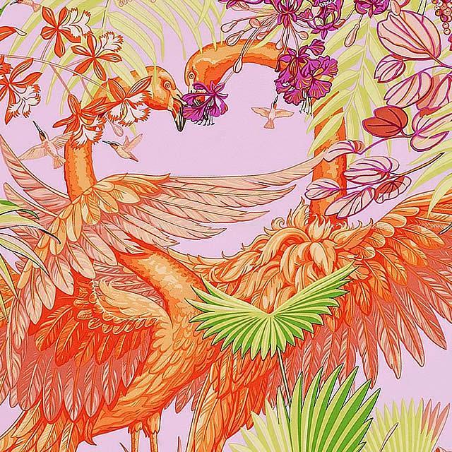 HERMES エルメス スカーフ カレ90 "フラミンゴパーティー" ブーゲンビリアXモーヴXヴェール 新品未使用