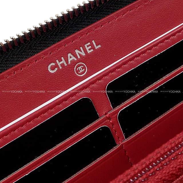 CHANEL マトラッセ ビッグココマーク ボーダー フレーム ラウンドファスナー 長財布 黒X白 新品