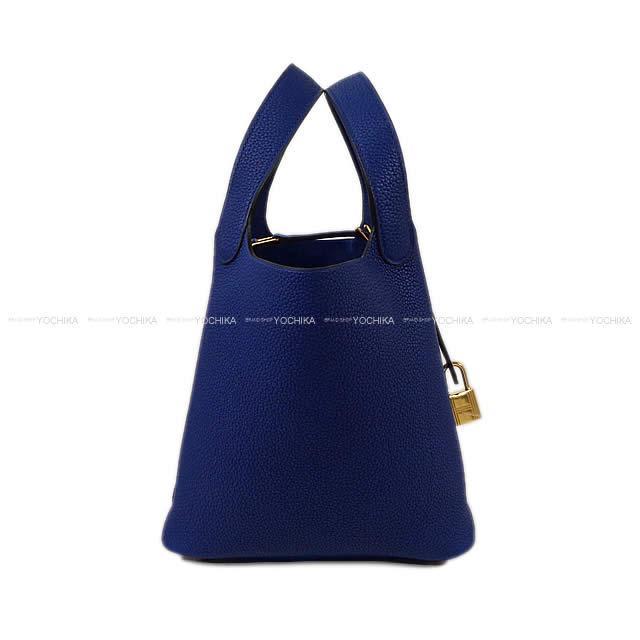 HERMES エルメス ピコタンロック 18 PM ブルーサフィール トリヨン ゴールド金具 D刻印 新品