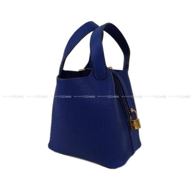 HERMES エルメス ピコタンロック 18 PM ブルーサフィール トリヨン ゴールド金具 D刻印 新品