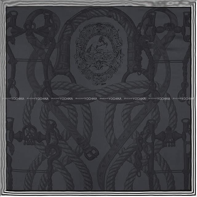 HERMES エルメス スカーフ カレ70 "デッラ・カヴァッレリア" アントラシットX黒(ブラック)X白(ホワイト)