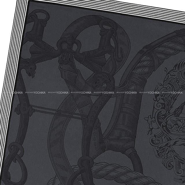 HERMES エルメス スカーフ カレ70 "デッラ・カヴァッレリア" アントラシットX黒(ブラック)X白(ホワイト)