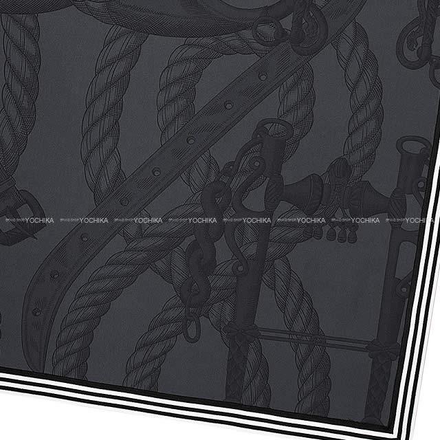 HERMES エルメス スカーフ カレ70 "デッラ・カヴァッレリア" アントラシットX黒(ブラック)X白(ホワイト)