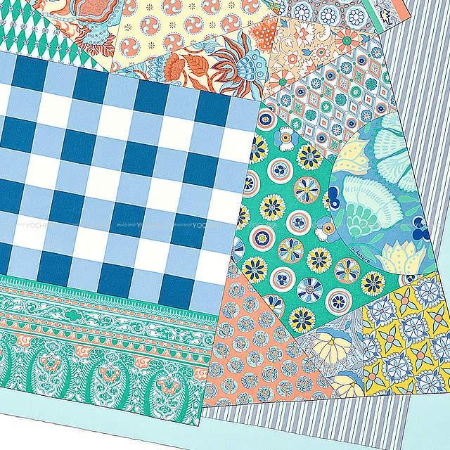 HERMES エルメス スカーフ カレ90 "更紗のアート" シエルXターコイズXコライル シルク100% 新品