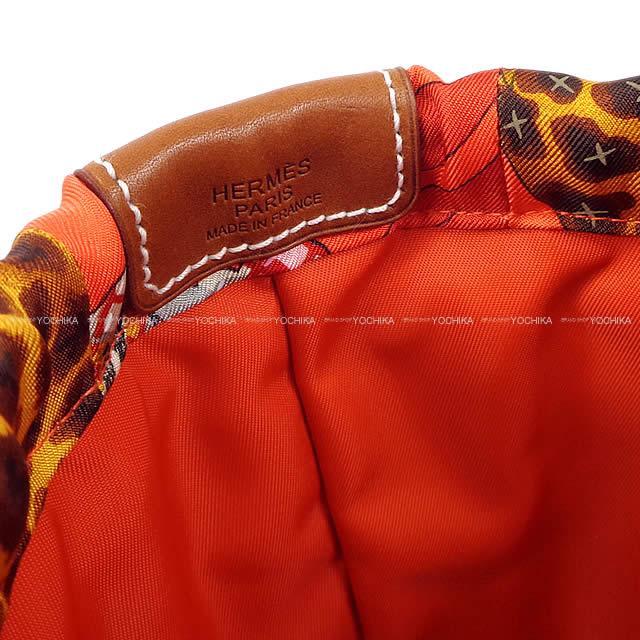 HERMES エルメス フールビ 20 "ザンベジ川の行進" オレンジポピー/グリス/ヴェール シルク/バレニア 新品