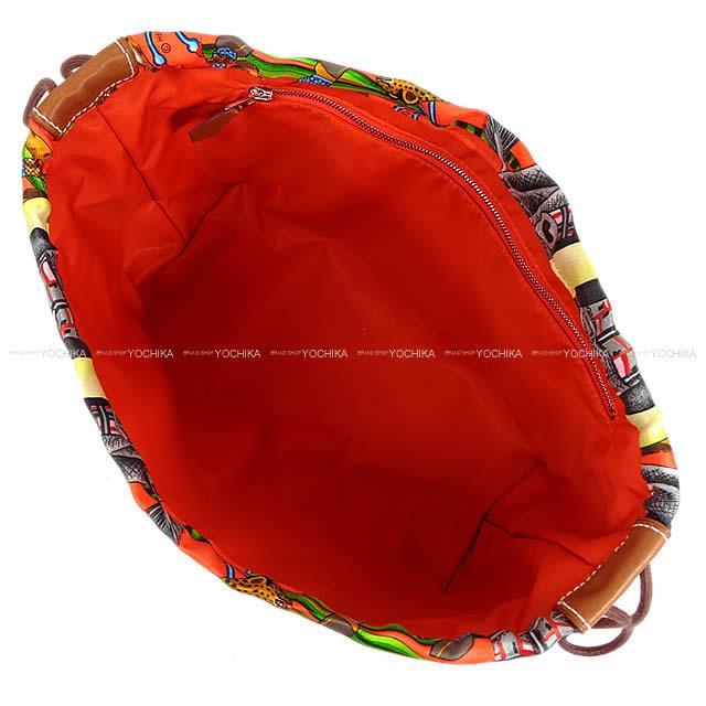 HERMES エルメス フールビ 20 "ザンベジ川の行進" オレンジポピー/グリス/ヴェール シルク/バレニア 新品