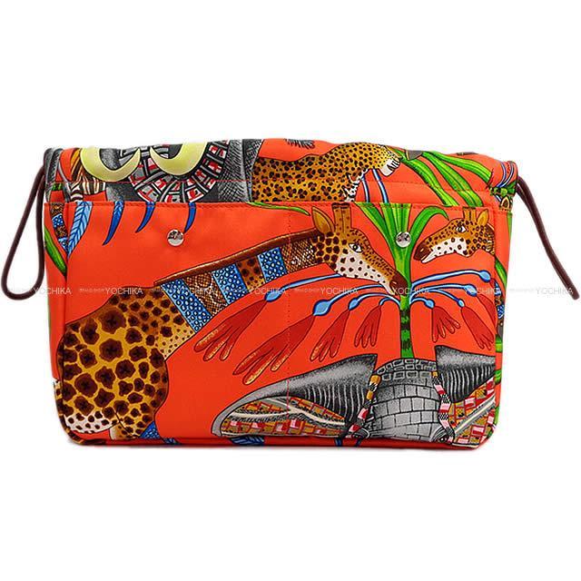 HERMES エルメス フールビ 20 "ザンベジ川の行進" オレンジポピー/グリス/ヴェール シルク/バレニア 新品