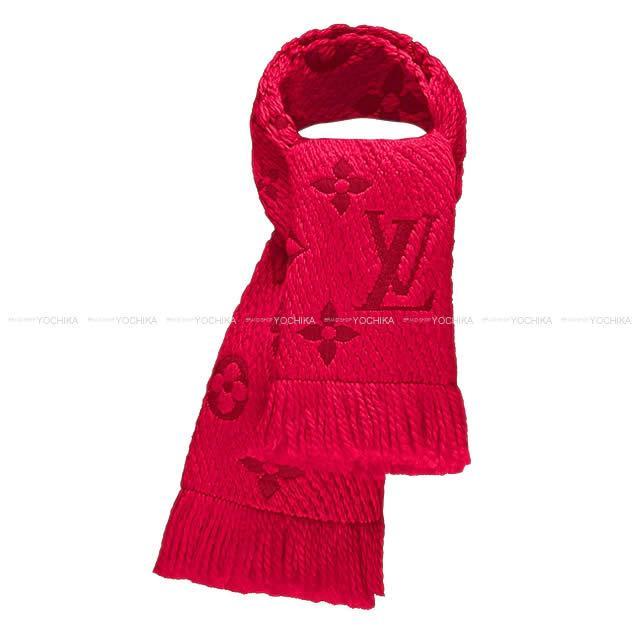 Louis Vuitton ルイ ヴィトン マフラー エシャルプ ロゴマニア フューシャ ウール94 Xシルク6 M 新品