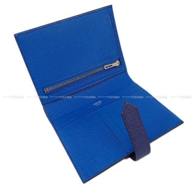 HERMES エルメス 二つ折り財布 ベアンコンパクト ブルーアンクル