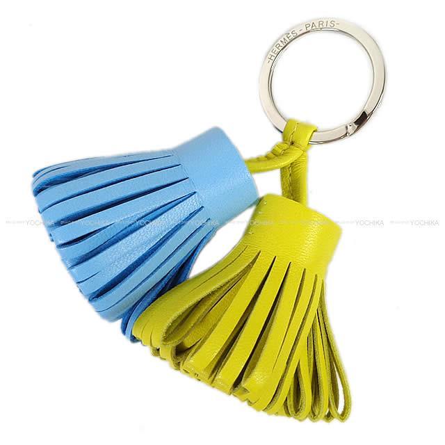 HERMES エルメス キーホルダー カルメン ウノドス ライム/セレステ  