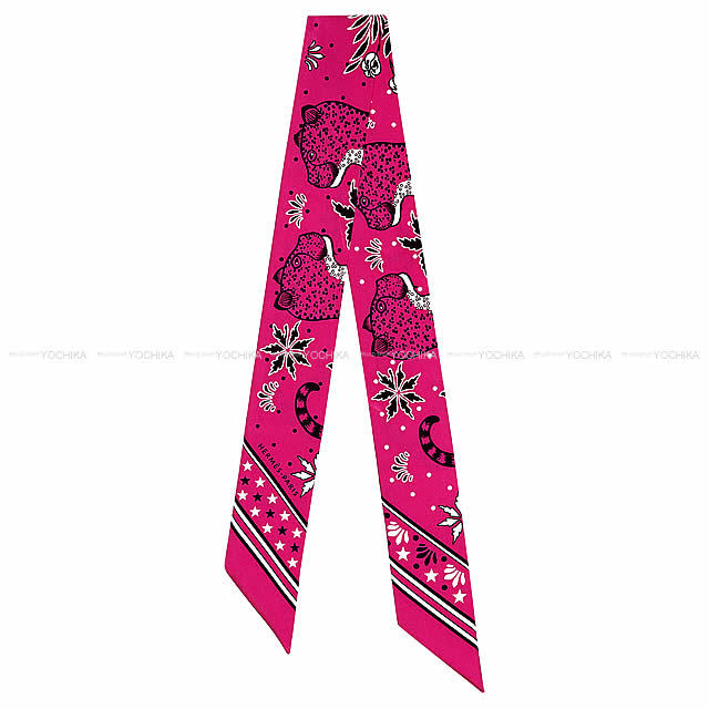 HERMES エルメス ツイリー スカーフ "Les Leopards Bandana" ローズヴィフ