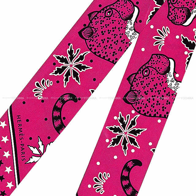 HERMES エルメス ツイリー スカーフ "Les Leopards Bandana" ローズヴィフ