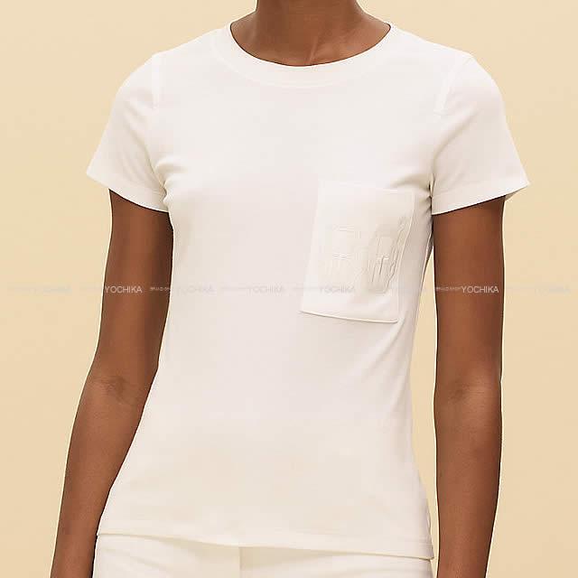 2019年春夏 新作 HERMES エルメス Tシャツ ポケット付 刺繍 #36 白  