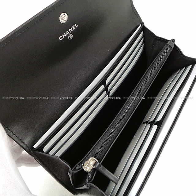 CHANEL シャネル カメリア エンボス フラップ 長財布 黒(ブラック) ラムスキン A82283 新品