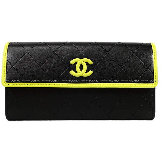 2019年春夏 新作 CHANEL シャネル マトラッセ バイカラー ボーダー フラップ 長財布 黒(ブラック)