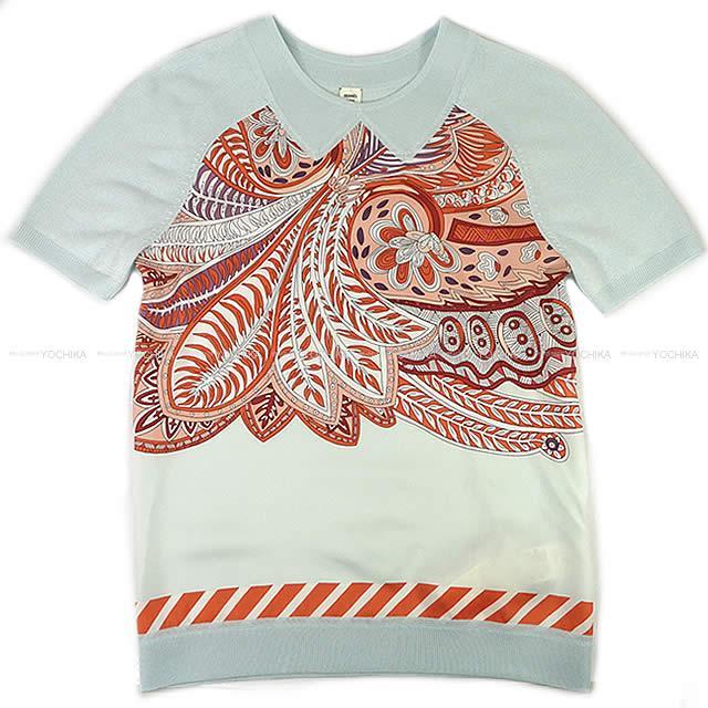 2019年春夏 HERMES エルメス プリント ポロ ツイルレーヌ ニット セーター "マハラニの庭