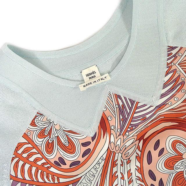 2019年春夏 HERMES エルメス プリント ポロ ツイルレーヌ ニット セーター "マハラニの庭