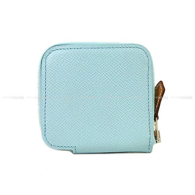 HERMES エルメス アザップ シルクイン ミニ コインケース "タッタソール" ブルーゼフィール