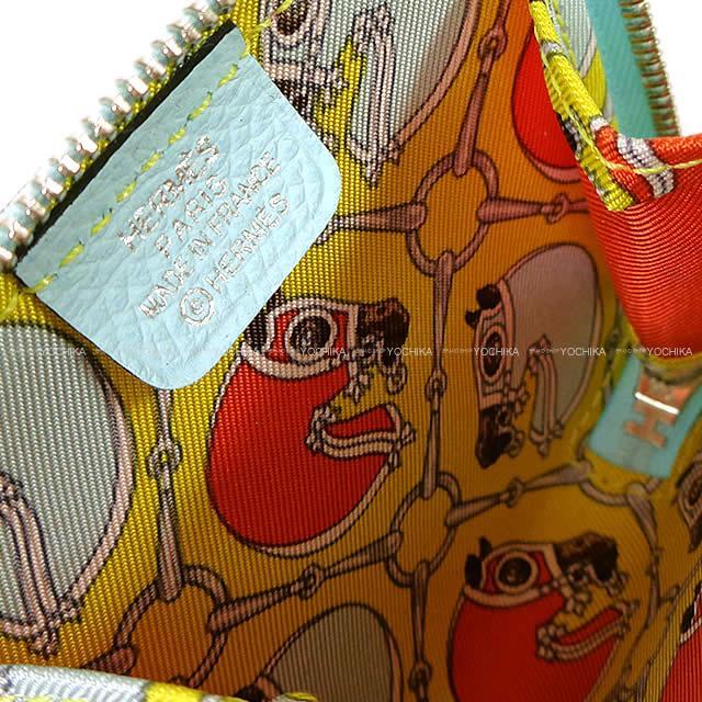 HERMES エルメス アザップ シルクイン ミニ コインケース "タッタソール" ブルーゼフィール