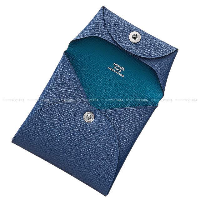 HERMES エルメス バスティア ヴェルソ コインケース ブルーブライトンXブルーイズミール エプソン シルバー金具 新品