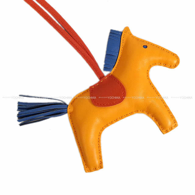 HERMES エルメス バッグチャーム "ロデオ/RODEO" MM ジョーヌドールXブルーアガット
