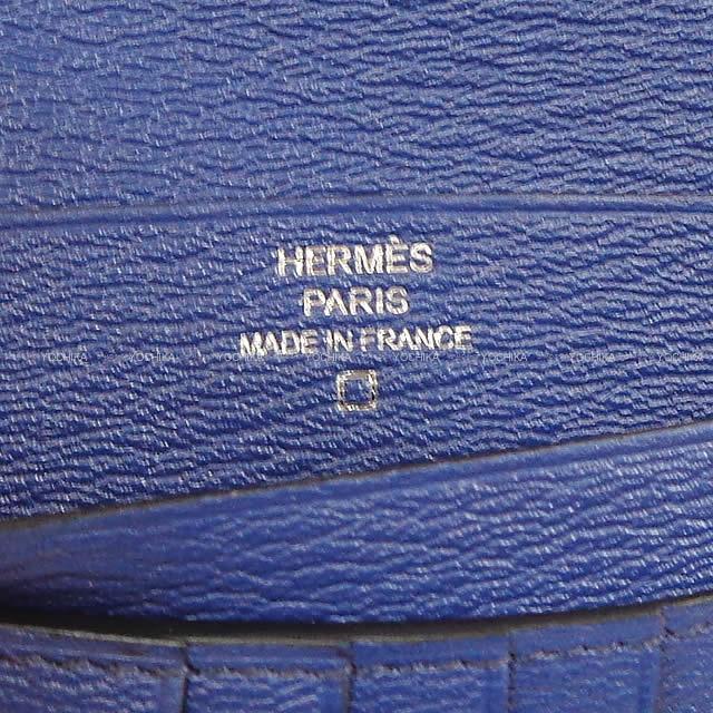 HERMES エルメス 財布 ベアン コンパクト ブルーマリンXブルーブライトン クロコダイル