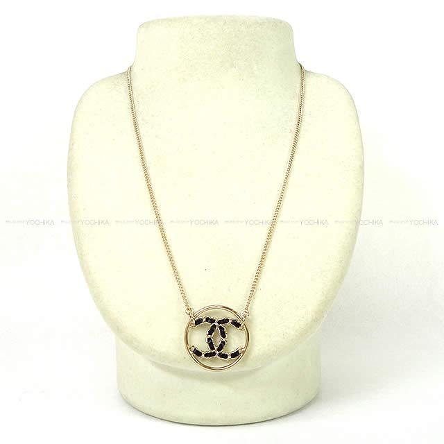 CHANEL シャネル ビッグ ココマーク サークル チェーン ネックレス 黒(ブラック)Xゴールド AB0558 新品