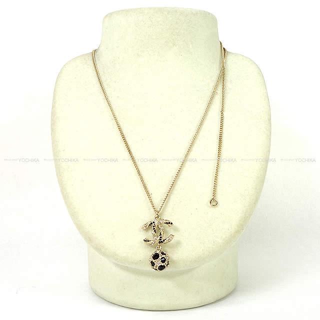 CHANEL シャネル ココマーク ミラーボール ぶら下がり ネックレス 黒(ブラック)Xゴールド AB0575 新品
