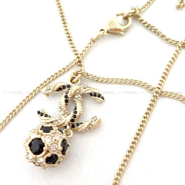 CHANEL シャネル ココマーク ミラーボール ぶら下がり ネックレス 黒(ブラック)Xゴールド AB0575 新品