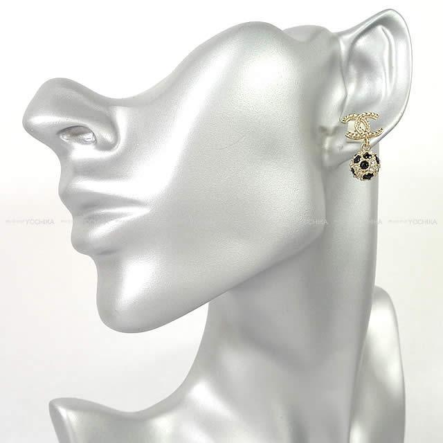 2019年春夏 新作 CHANEL シャネル ココマーク ミラーボール ぶらさがり ピアス 黒(ブラック)